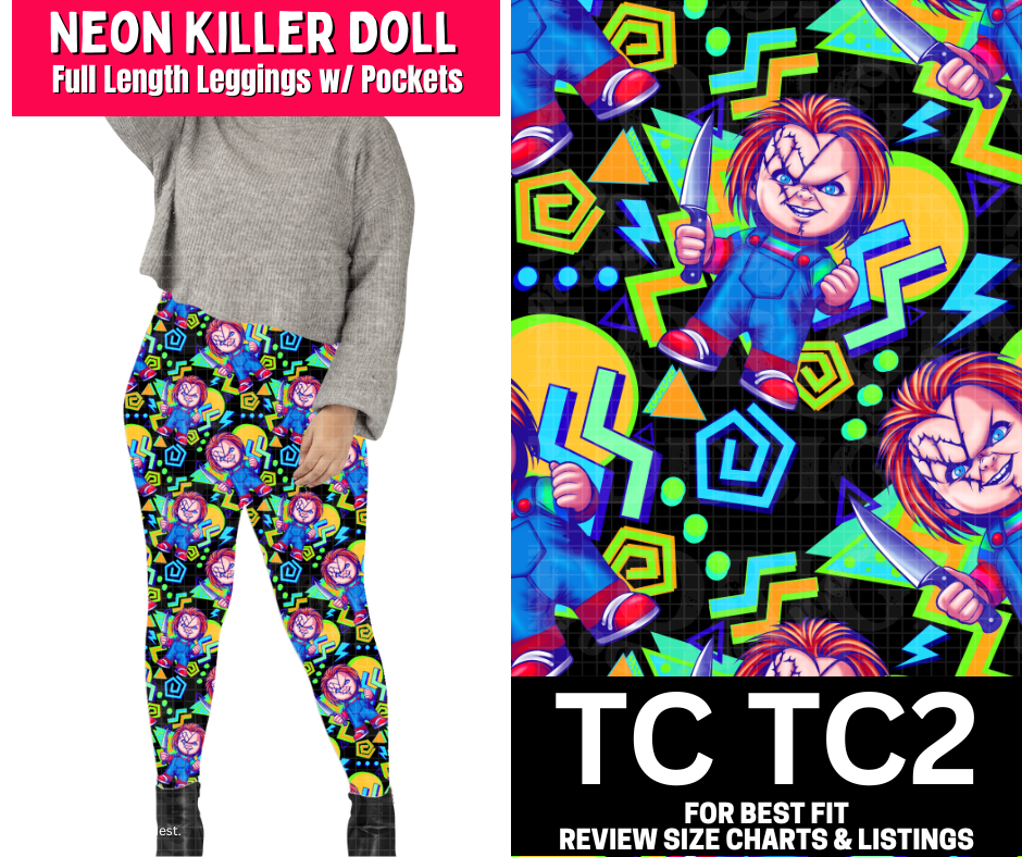 Neon Killer Doll Full Length Leggings w/ Pockets
