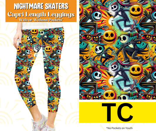 Nightmare Skaters Capri Length Leggings w/ Pockets