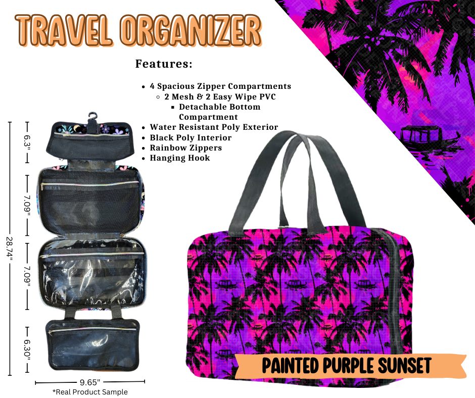 Painted Purple Sunset Travel Organizer