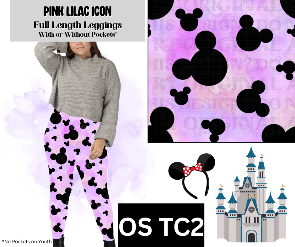 Pink Lilac Icon Full Length Leggings w/ Pockets