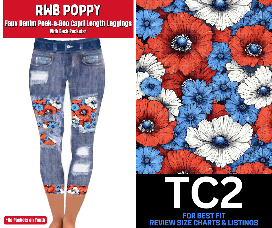 RWB Poppy Capri Faux Denim Peekaboo