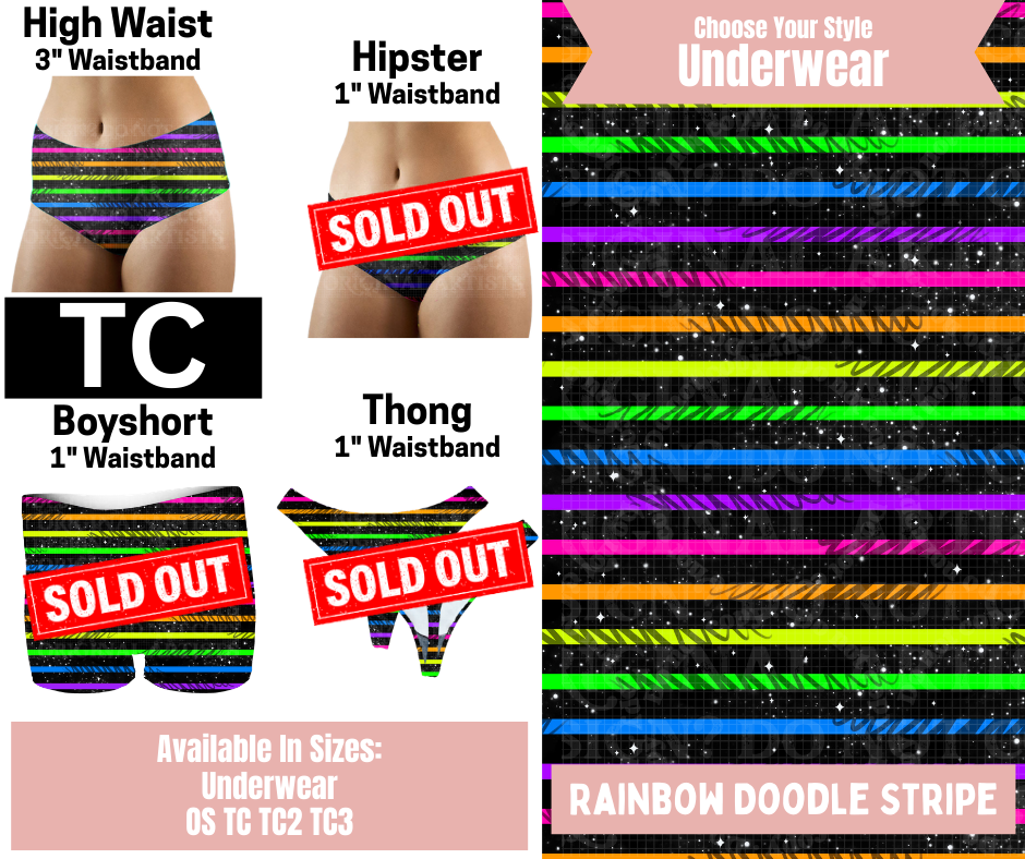 Rainbow Doodle Stripe High Waist Underwear