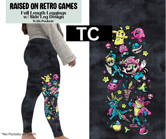 Raised On Retro Games Full Length Leggings w/ Side Leg Designs