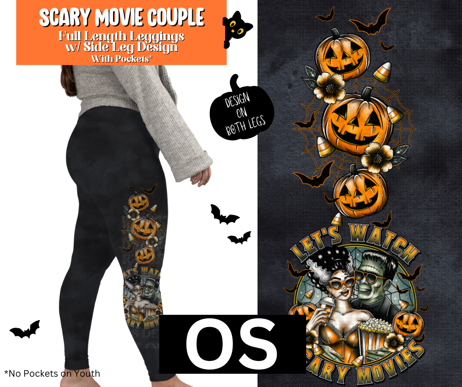 Scary Movie Couple Full Length Leggings w/ Side Leg Designs