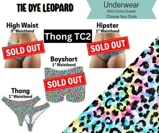 Tie Dye Leopard Thong Underwear
