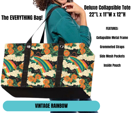 Vintage Rainbow Collapsible Tote