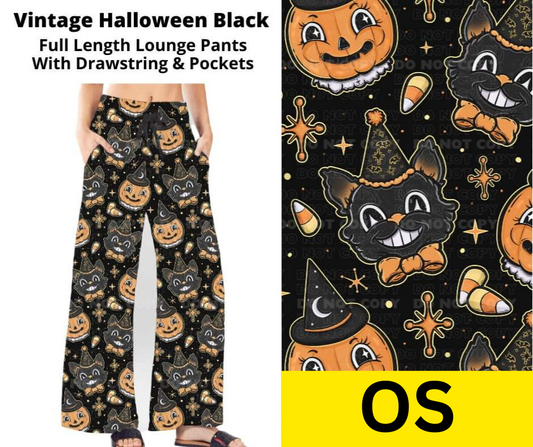 Vintage Halloween Black Full Length Lounge Pants