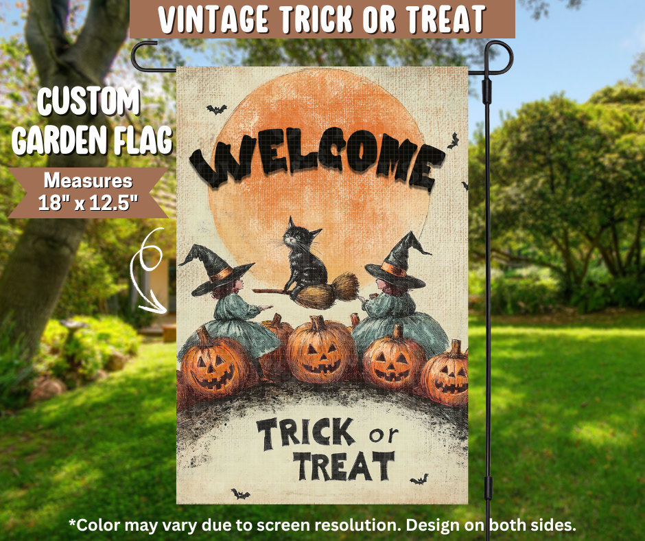 Vintage Trick Or Treat Garden Flag