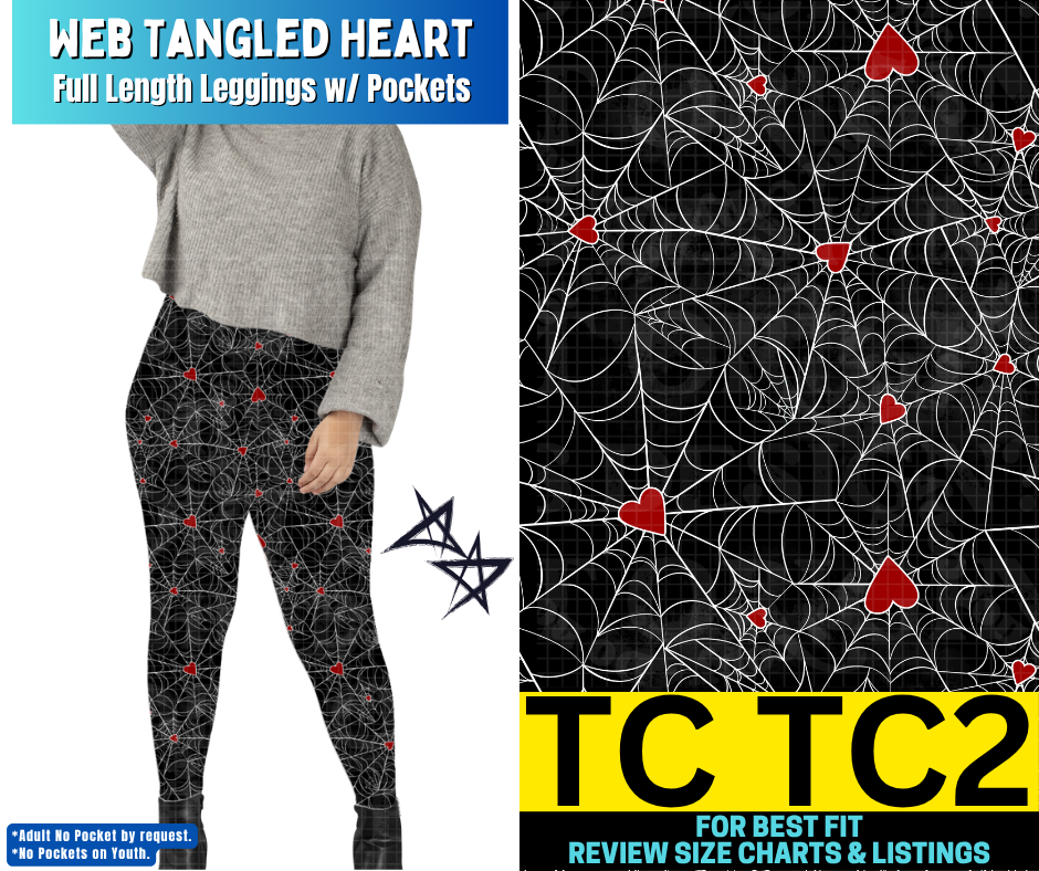 Web Tangled Heart Full Length Leggings w/ Pockets