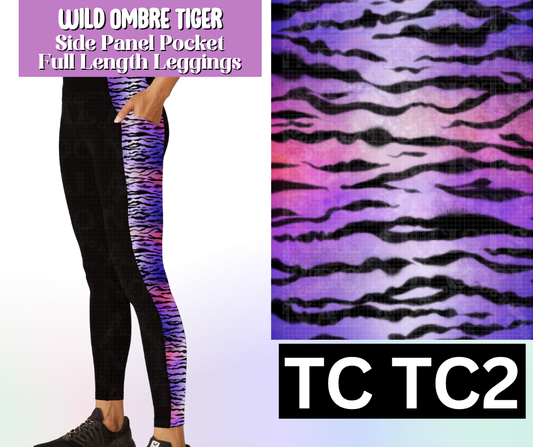 Wild Ombre Tiger Side Panel Pocket Full Length Leggings