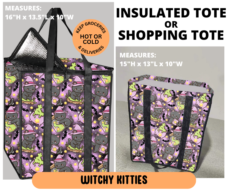 Preorder! Closes 6/29. ETA Sept. Witchy Kitties Shopping & Insulated Tote