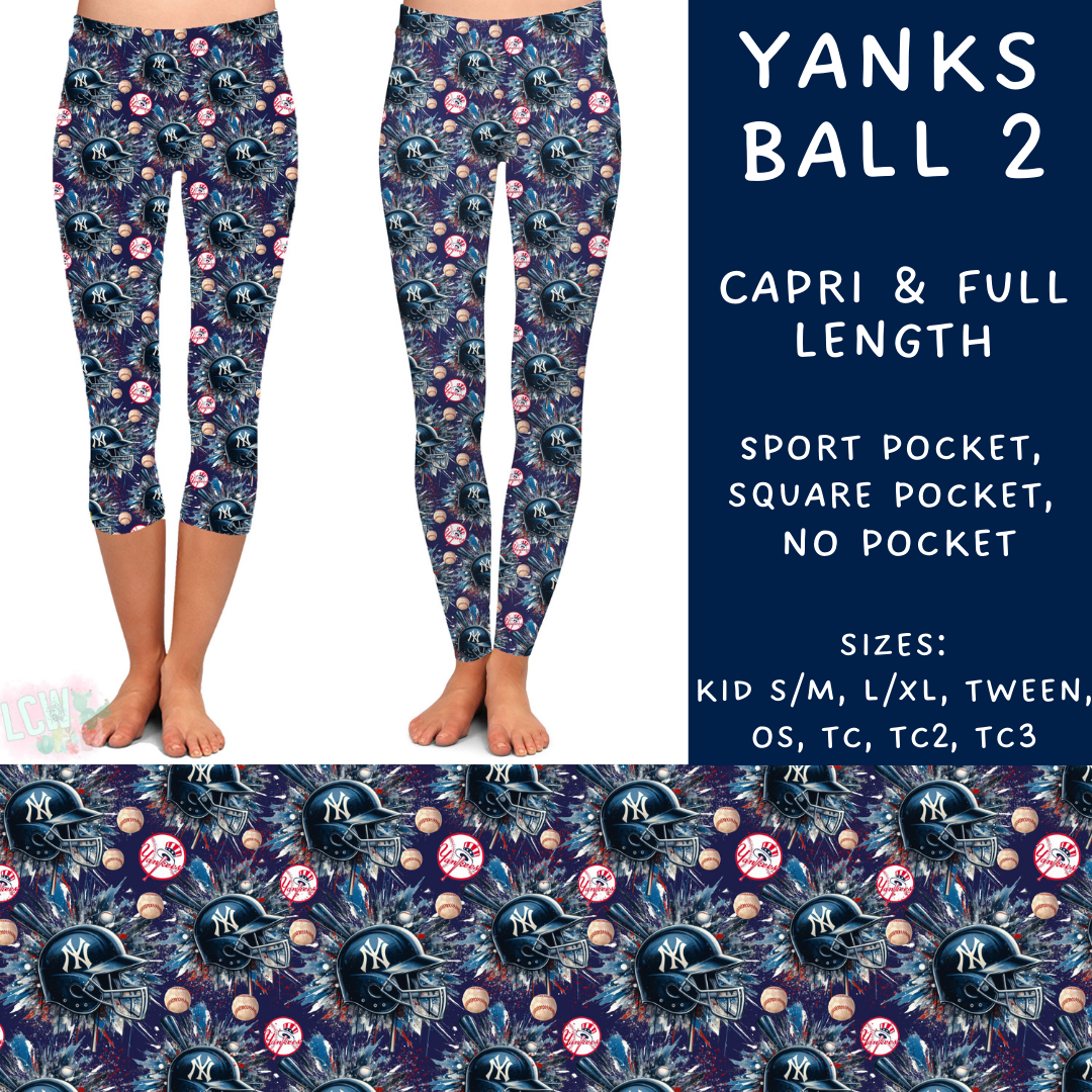 Ready To Ship - Yanks Ball 2 Full and Capri Leggings - Various sizes