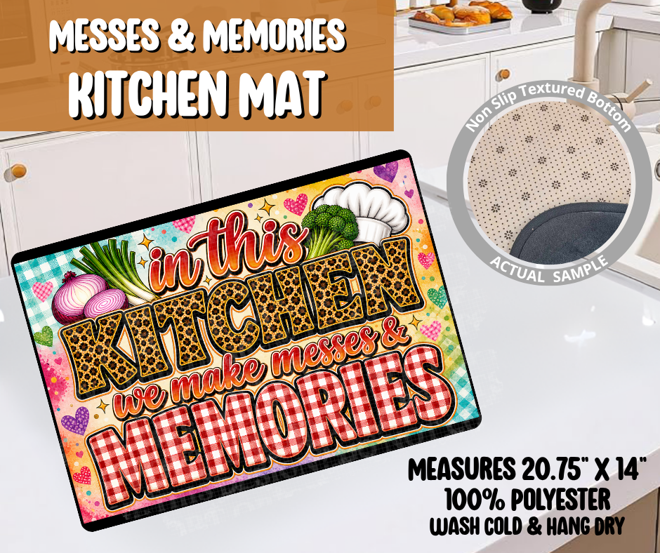 Preorder! Closes 6/8. ETA Sept. Messes & Memories Kitchen Mat