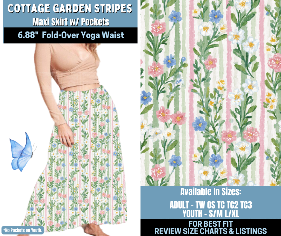 Preorder! Closes 1/15. ETA April. Cottage Garden Stripes Maxi Skirt