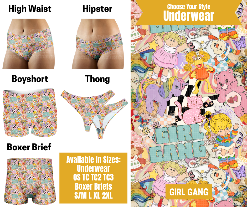 Preorder! Closes 10/28. ETA Jan. Girl Gang Hipster, High Waist, Boyshort, & Thong Underwear & Boxer Briefs