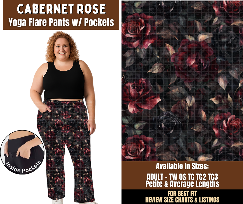 Preorder! Closes 7/29. ETA Oct. Cabernet Rose Yoga Flare Pants