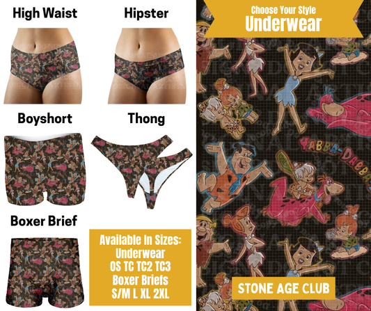 Preorder! Closes 10/28. ETA Jan. Stone Age Club Hipster, High Waist, Boyshort, & Thong Underwear & Boxer Briefs