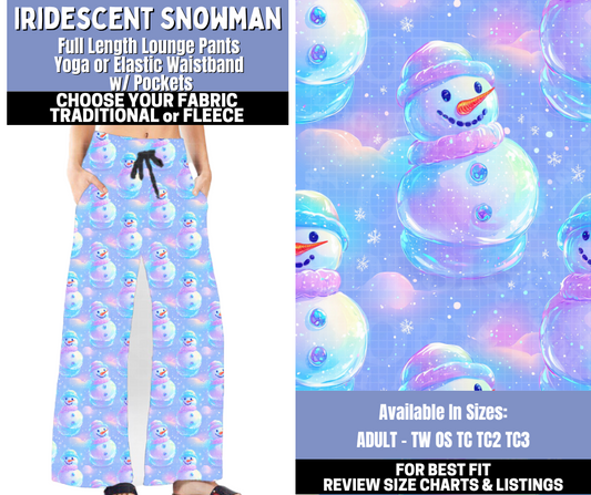 Preorder! Closes 10/30. ETA Jan. Iridescent Snowman Lounge Pants Choose Fleece or Traditional
