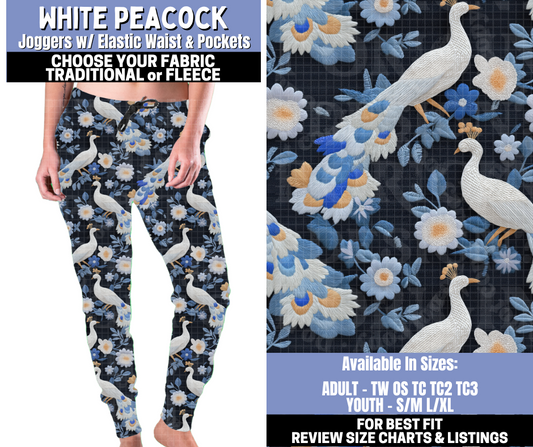 Preorder! Closes 10/30. ETA Jan. White Peacock Joggers Choose Fleece or Traditional