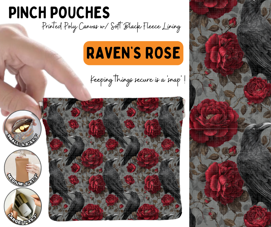 Preorder! Closes 6/17. ETA Sept. Raven's Rose Pinch Pouches in 3 Sizes