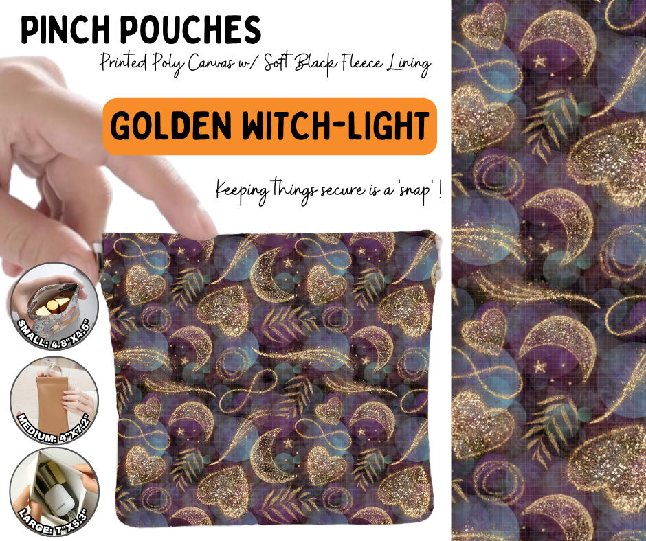 Preorder! Closes 6/17. ETA Sept. Golden Witch-Light Pinch Pouches in 3 Sizes