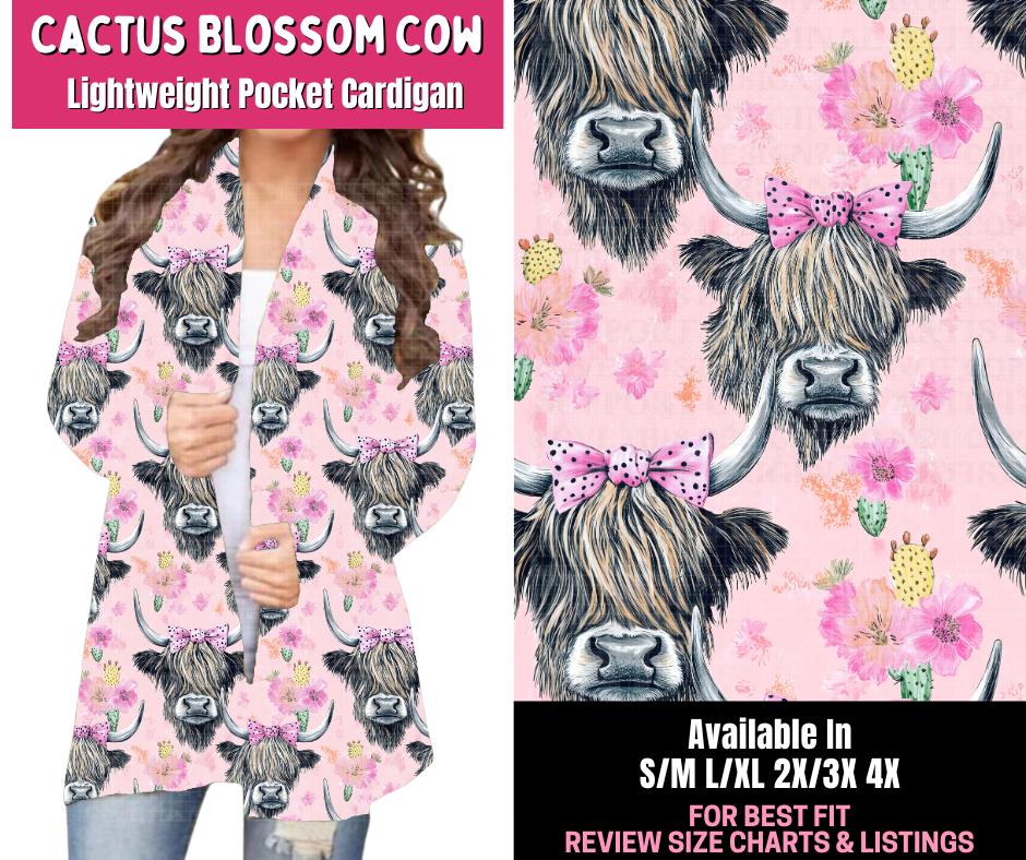 Preorder! Closes 1/1. ETA March. Cactus Blossom Cow Pocket Cardigan