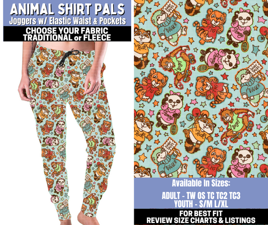 Preorder! Closes 10/30. ETA Jan. Animal Shirt Pals Joggers Choose Fleece or Traditional