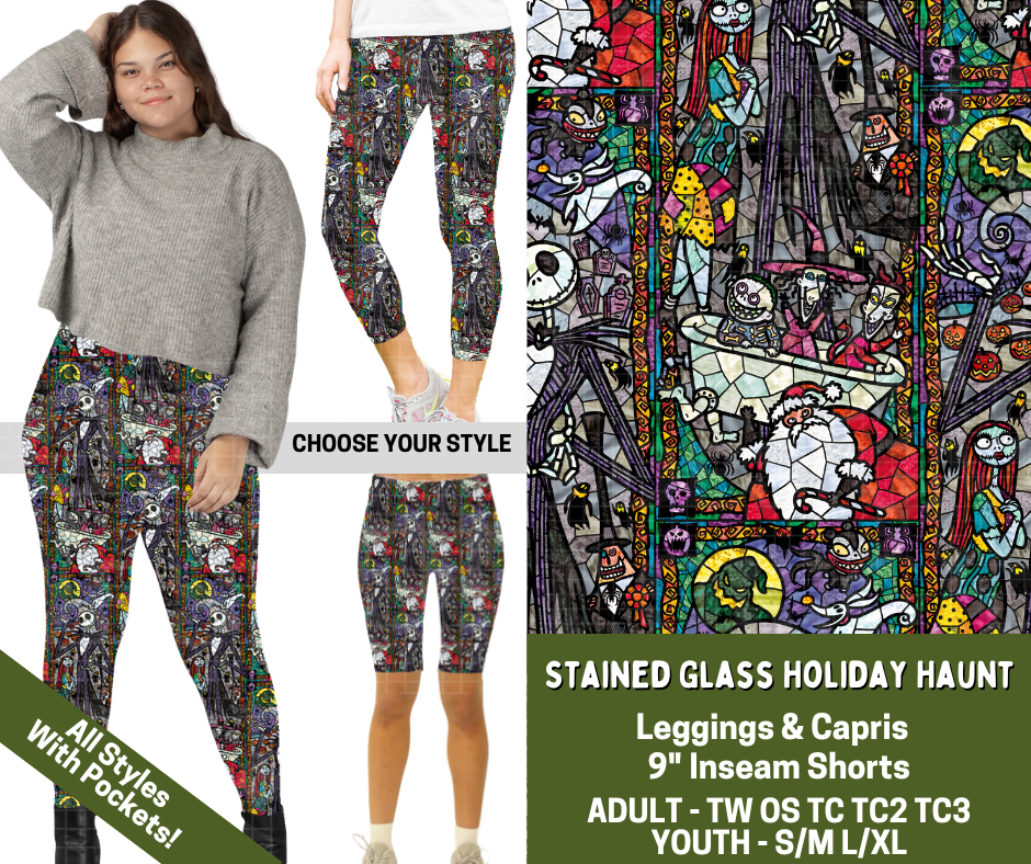 Preorder! Closes 7/15. ETA Nov. Stained Glass Holiday Haunt Combo Legging Lengths