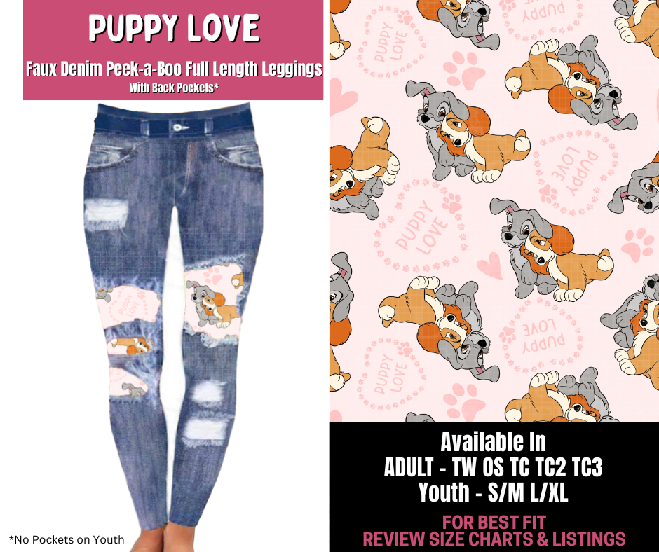 Preorder! Closes 11/10. ETA Jan. Puppy Love Full Length Faux Denim Peekaboo