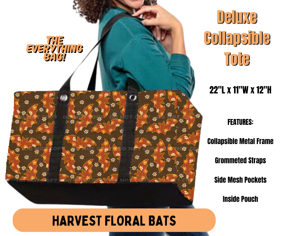 Preorder! Closes 7/2. ETA Oct. Harvest Floral Bats Collapsible Tote