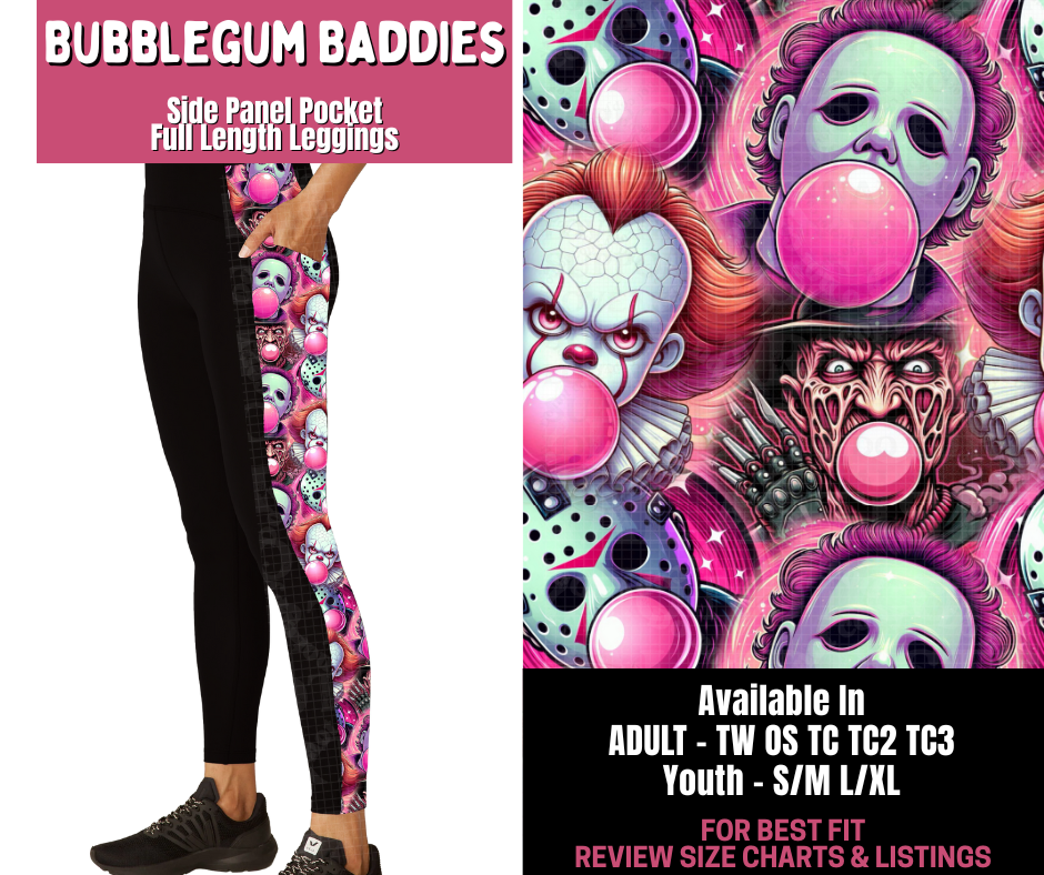 Preorder! Closes 11/10. ETA Jan. Bubblegum Baddies Side Panel Pocket Full Length Leggings