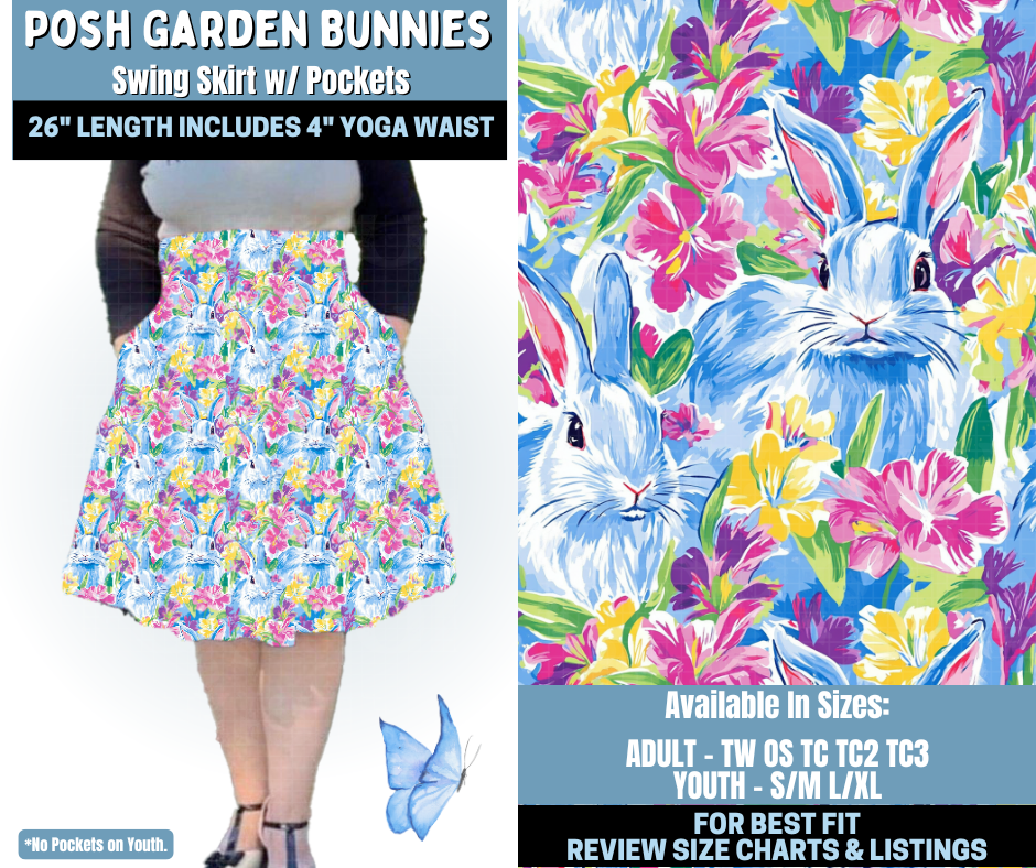 Preorder! Closes 1/15. ETA April. Posh Garden Bunnies Swing Skirt