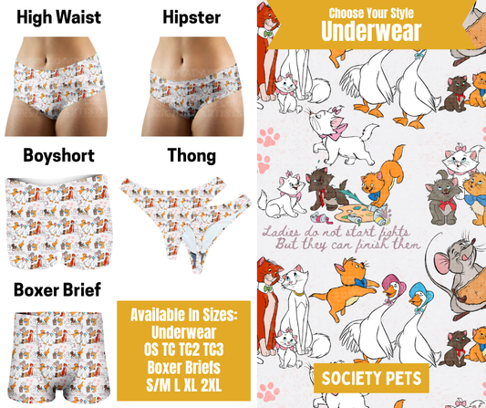 Preorder! Closes 10/28. ETA Jan. Society Pets Hipster, High Waist, Boyshort, & Thong Underwear & Boxer Briefs