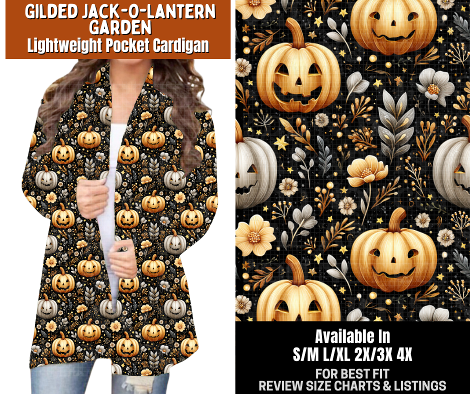 Preorder! Closes 7/13. ETA Oct. Gilded Jack-O-Lantern Garden Pocket Cardigan