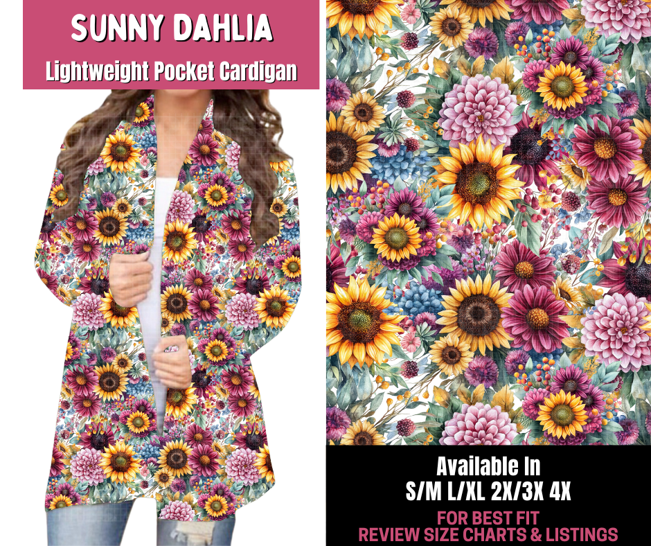 Preorder! Closes 11/10. ETA Jan. Sunny Dahlias Pocket Cardigan