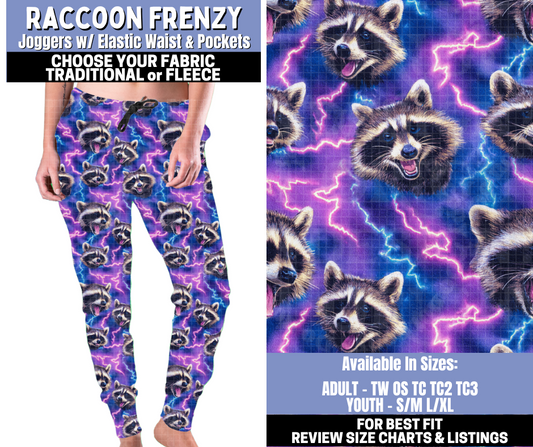 Preorder! Closes 10/30. ETA Jan. Raccoon Frenzy Joggers Choose Fleece or Traditional