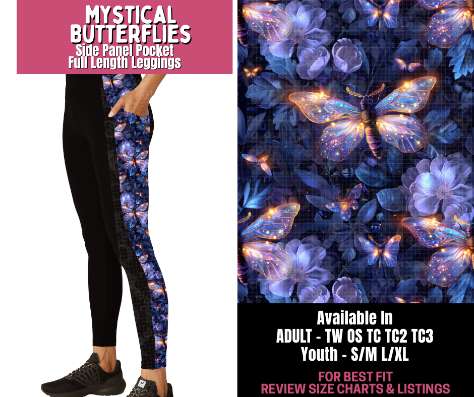 Preorder! Closes 11/10. ETA Jan. Mystical Butterflies Side Panel Pocket Full Length Leggings
