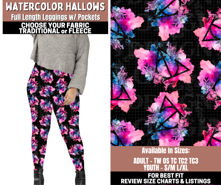 Preorder! Closes 11/3. ETA Jan. Watercolor Hallows Full Length Leggings w/wo Pockets