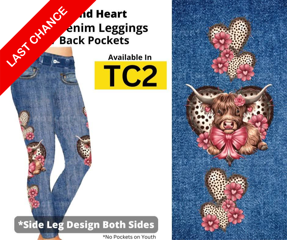 Highland Heart Full Length Faux Denim w/ Side Leg Designs