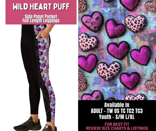 Preorder! Closes 11/10. ETA Jan. Wild Heart Puff Side Panel Pocket Full Length Leggings