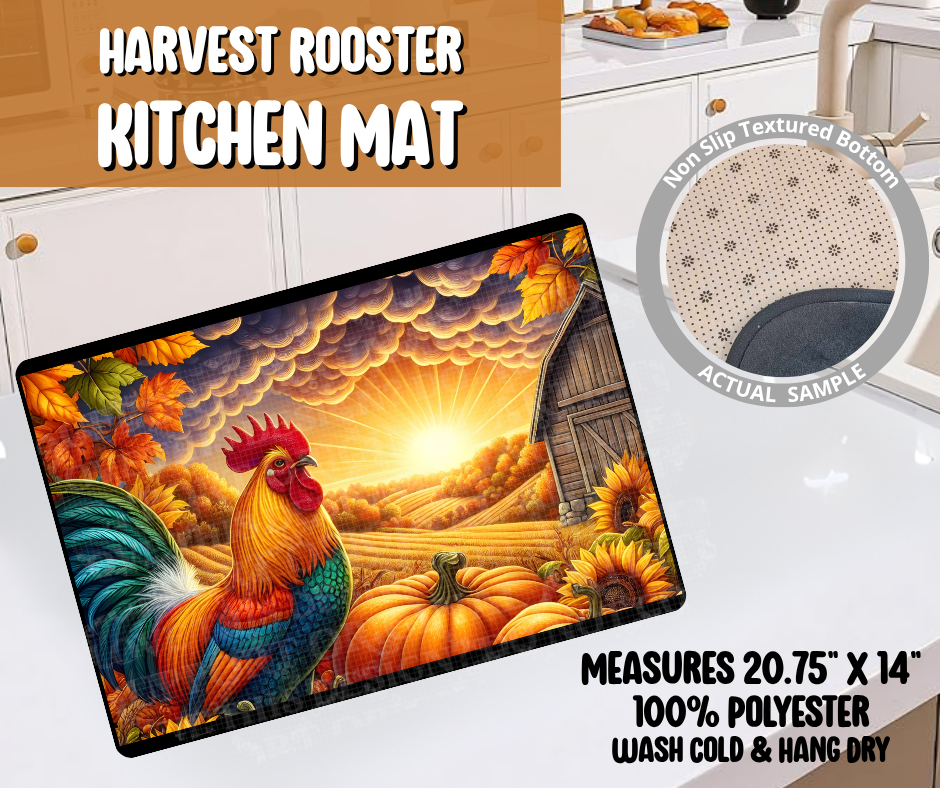 Preorder! Closes 6/8. ETA Sept. Harvest Rooster Kitchen Mat