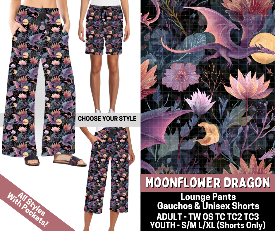 Preorder! Closes 6/11. ETA Sept. Moonflower Dragon Combo Lounge Lengths