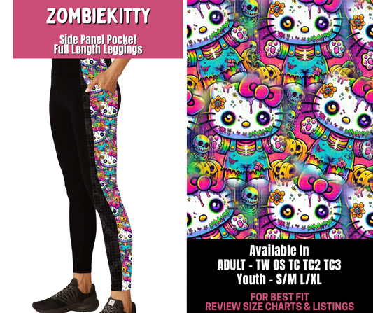 Preorder! Closes 11/10. ETA Jan. Zombie Kitty Side Panel Pocket Full Length Leggings