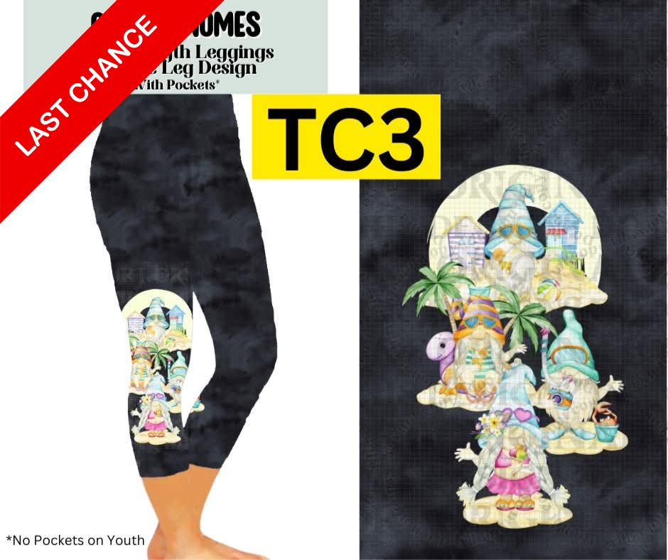 Ocean Gnomes Capri Leggings w/ Side Leg Designs