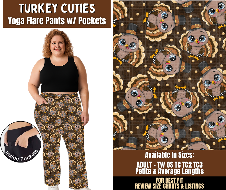 Preorder! Closes 7/29. ETA Oct. Turkey Cuties Yoga Flare Pants