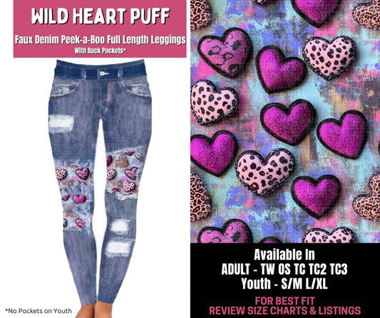 Preorder! Closes 11/10. ETA Jan. Wild Heart Puff Full Length Faux Denim Peekaboo