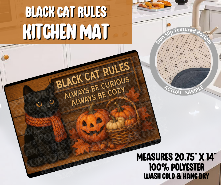 Preorder! Closes 6/8. ETA Sept. Black Cat Rules Kitchen Mat