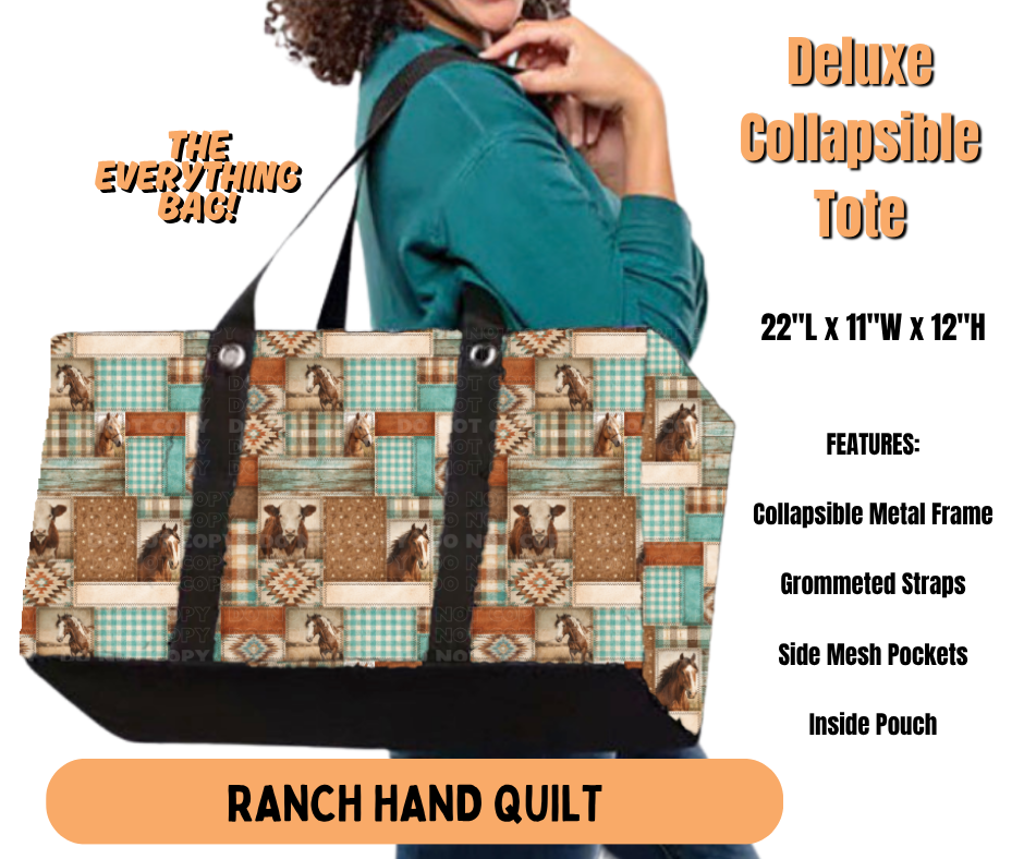 Preorder! Closes 7/2. ETA Oct. Ranch Hand Quilt Collapsible Tote