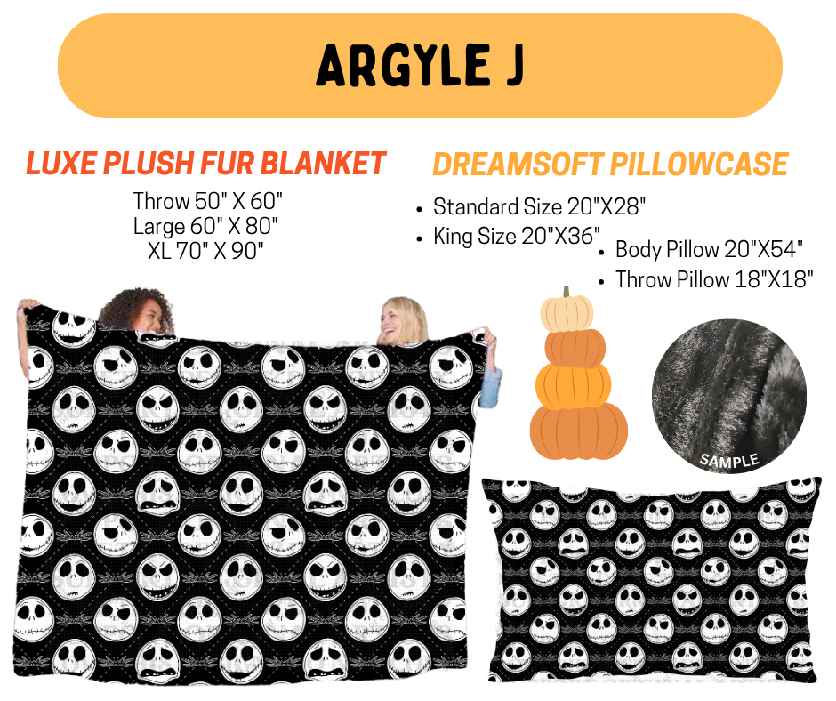 Preorder! Closes 7/8. ETA Oct. Argyle J Luxe Plush Fur Blanket and/or DreamSoft Pillowcase