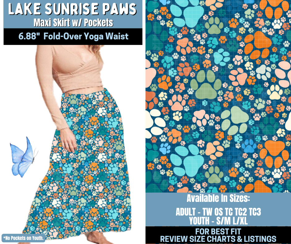 Preorder! Closes 1/15. ETA April. Lake Sunrise Paws Maxi Skirt